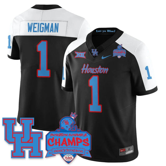 Conner Weigman Jersey #1 Houston Cougar 2025 Texas Bowl Champions Black Alter by NCAA Football Jersey
