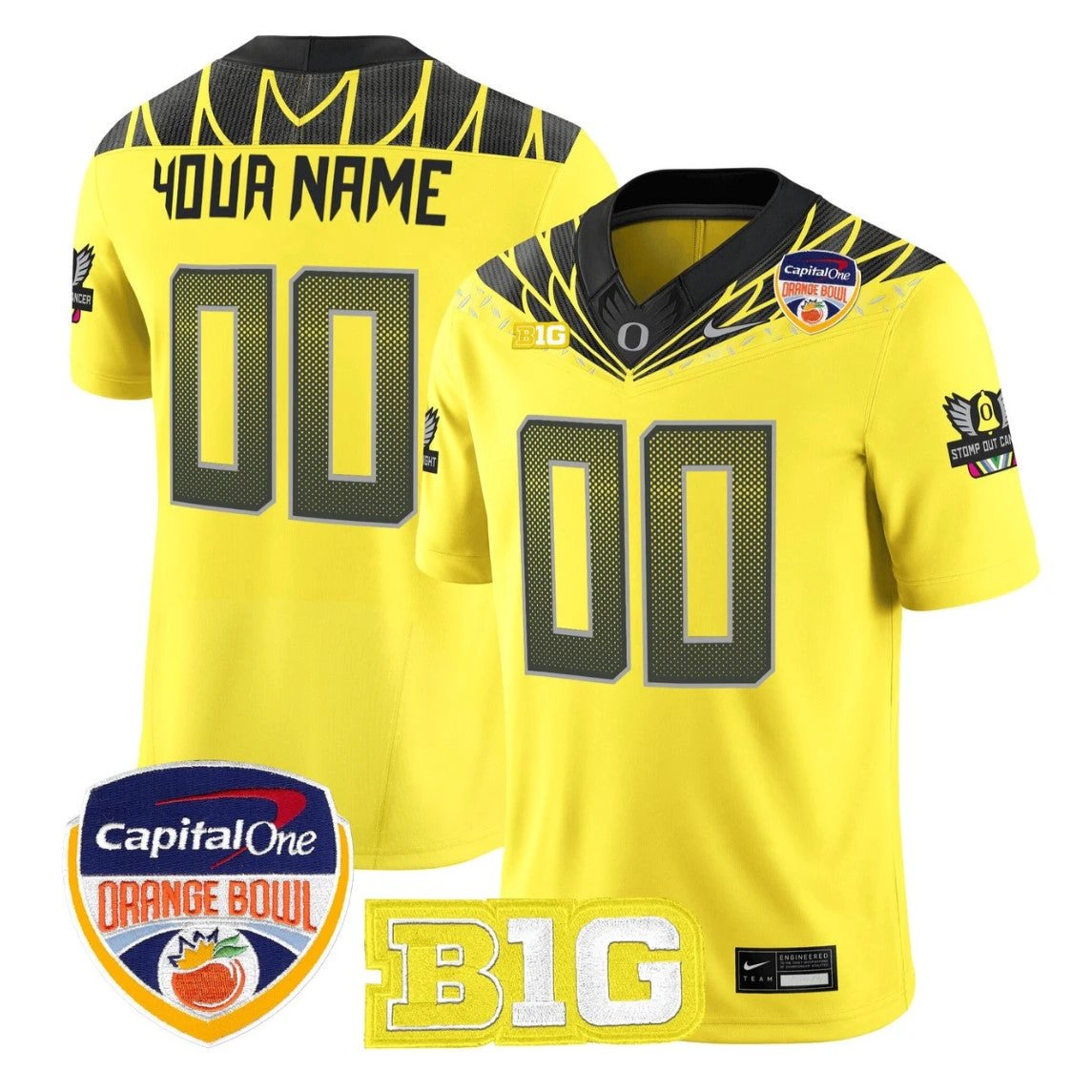 Custom Oregon Ducks Jersey 2026 Orange Bowl Patch Vapor Limited Stitched by My Store NCAA Football Jerseys
