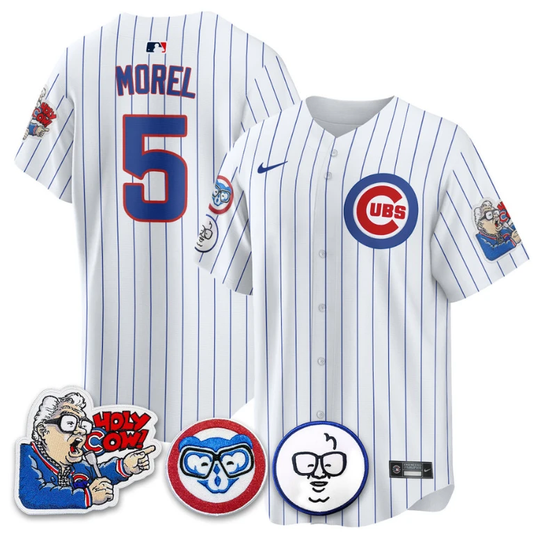 Christopher Morel Jersey #5 Chicago Cubs Harry Caray Holy Cow Patch Premier Limited Stitched White by My Store