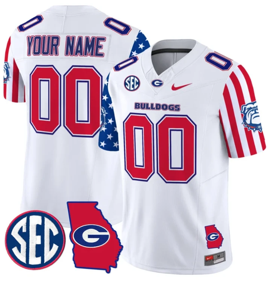 Custom Georgia Bulldogs Jersey Name and Number American Style Vapor Limited Football Stitched White (Copy) by My Store