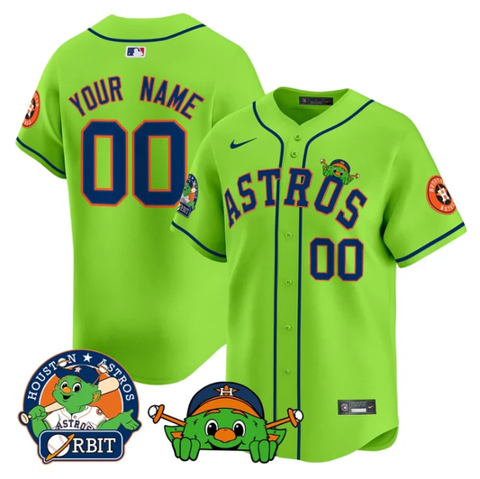 Custom Astros Jersey Name, Number Orbit Patch Vapor Premier Limited V3 Stitched Green by My Store