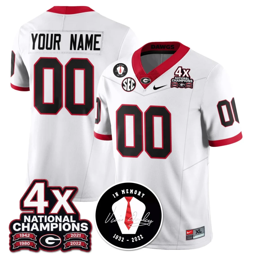 Custom Georgia Bulldogs Jersey 4x-Time National Champions Stitched by My Store NCAA Football Jerseys