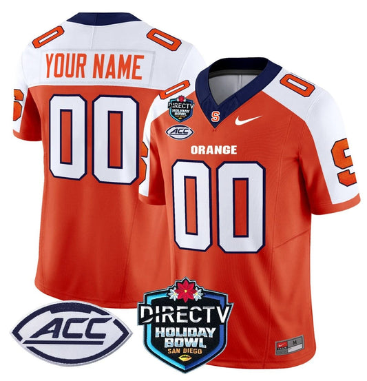 Custom Syracuse Orange Jersey Name, Number 2025 Holiday Bowl Patch Orange Alternate by My Store