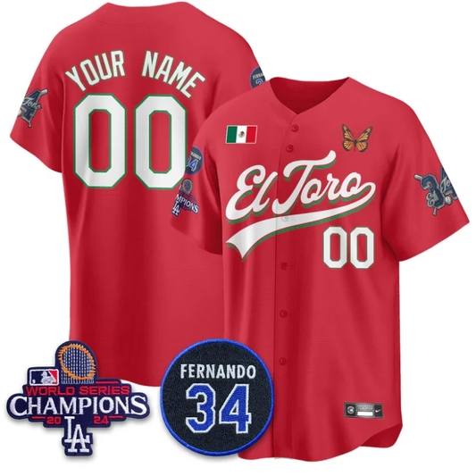 Custom Los Angeles Dodgers Jersey Mexican El Toro For 34 Stitched Red by My Store