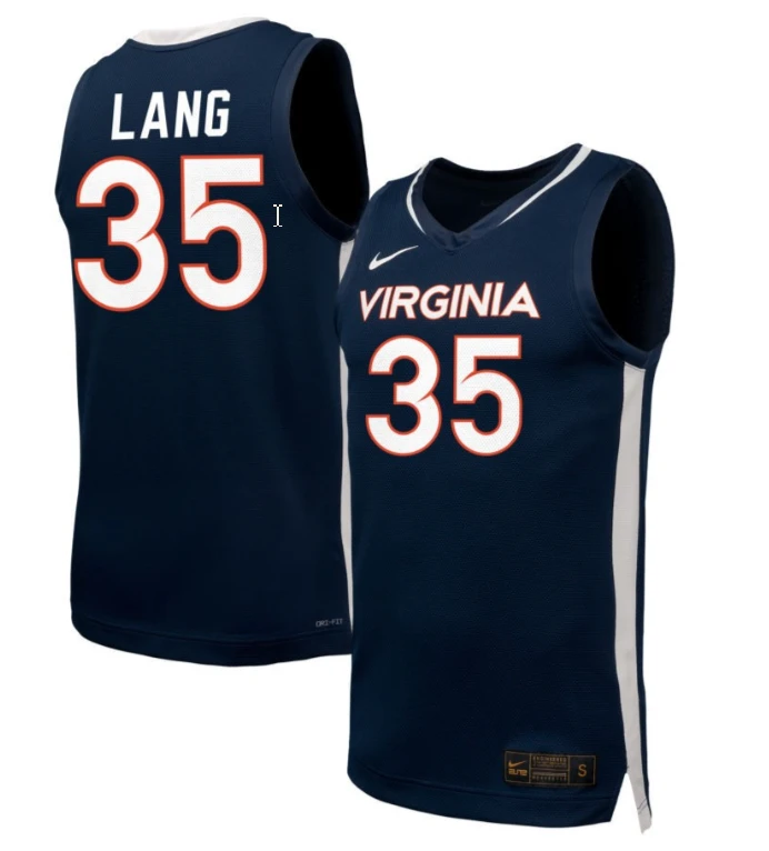 Carter Lang Jersey #35 Virginia Cavaliers NIL Basketball Navy by My store basketball