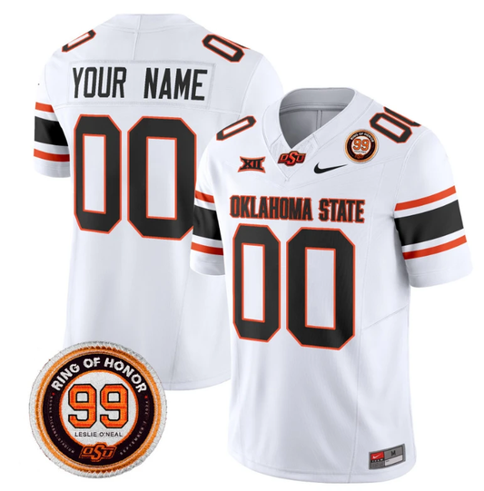 Custom Oklahoma State Cowboys Jersey Name and Number Leslie O'neal Patch Vapor Limited College Football Stitched White by My Store
