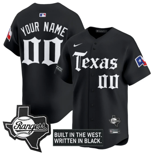 Custom Texas Rangers Jersey Gothic Frontier Edition Vapor Premier Limited Stitched Black by My Store
