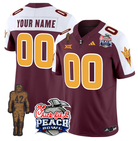 Custom Sun Devils Pat Tillman Jersey Name, Number Peach Bowl Patch Maroon Alternate by My Store