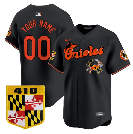 Custom Baltimore Orioles Jersey 410 & Chesapeake Crab Patch Premier Limited Stitched Black by My Store