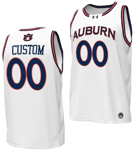 Custom Auburn Tigers Jersey Name and Number Replica College Basketball 2023-24 White by My store basketball