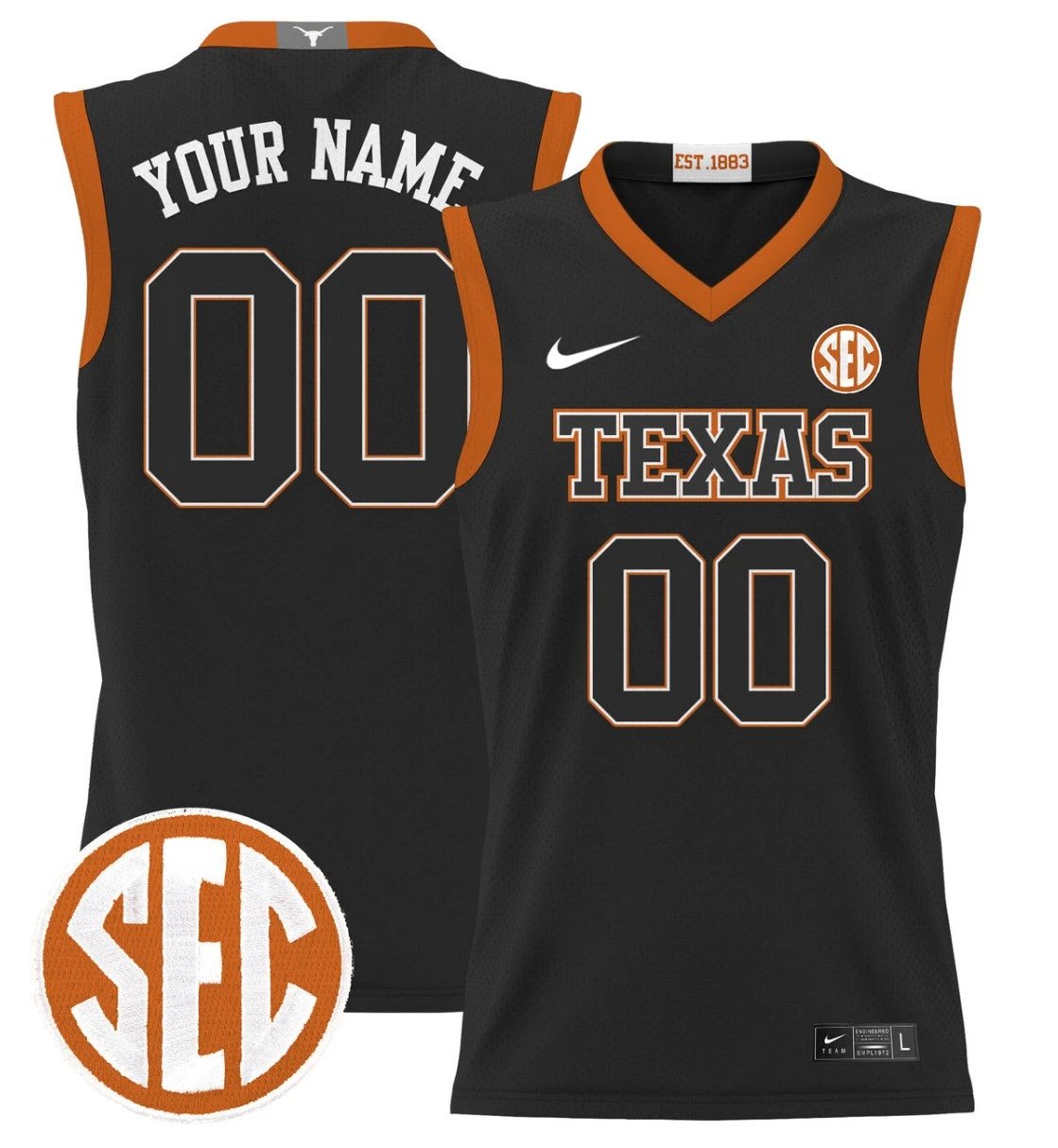 Custom Texas Longhorns Jersey 2024 Lightweight Basketball Black by My store basketball