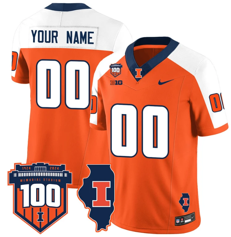 Custom Illinois Fighting Jersey Name and Number Vapor Limited College Football Stitched Orange Alternate by My Store