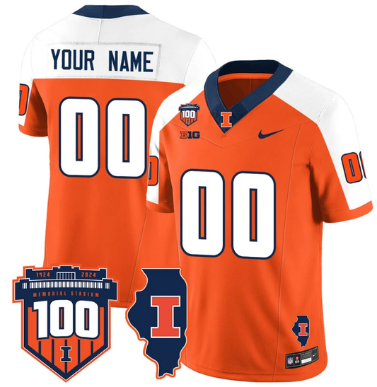 Custom Illinois Fighting Jersey Name and Number Vapor Limited College Football Stitched Orange Alternate by My Store