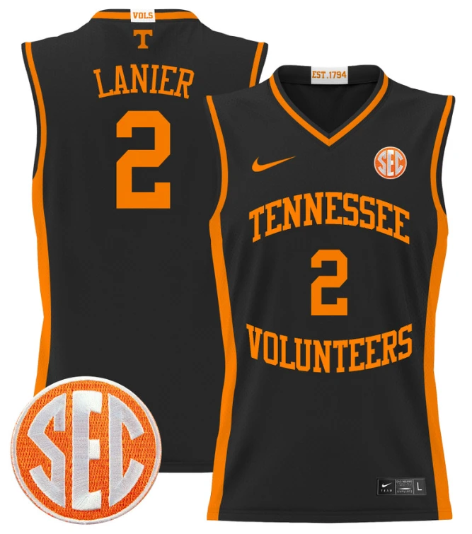 Chaz Lanier Jersey #2 Tennessee Vols 2024 Lightweight Basketball Black by My store basketball
