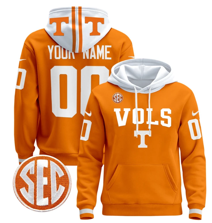 Custom Tennessee Vols Hoodie Name, Number 2024 Pullover V3 Stitched Black by Hoodie Pullover