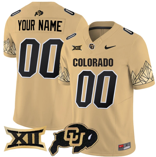 Custom Colorado Buffaloes Jersey Name, Number Vapor Big 12 XII Patch Gold by My Store