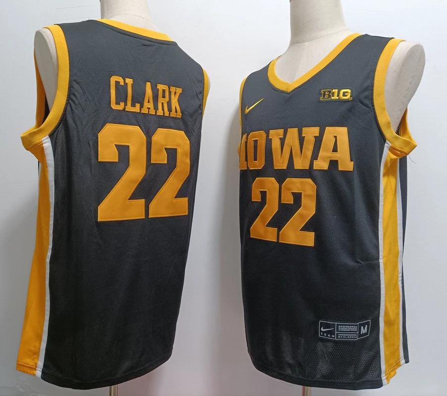 Caitlin Clark Jersey #22 Iowa Hawkeyes Ncaa College Basketball Black Gold by My store basketball