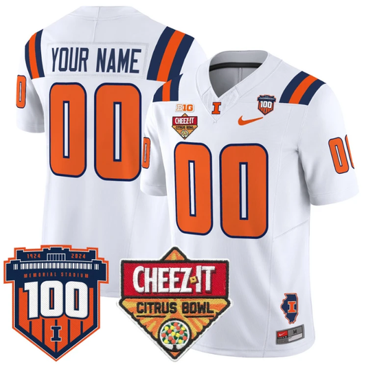 Custom Illinois Fighting Jersey 2025 Cheez-It Citrus Bowl White by My Store