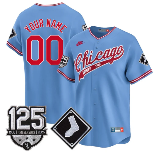 Custom Chicago White Sox Jersey Name, Number 125th Anniversary Stitched Blue 1972 by My Store