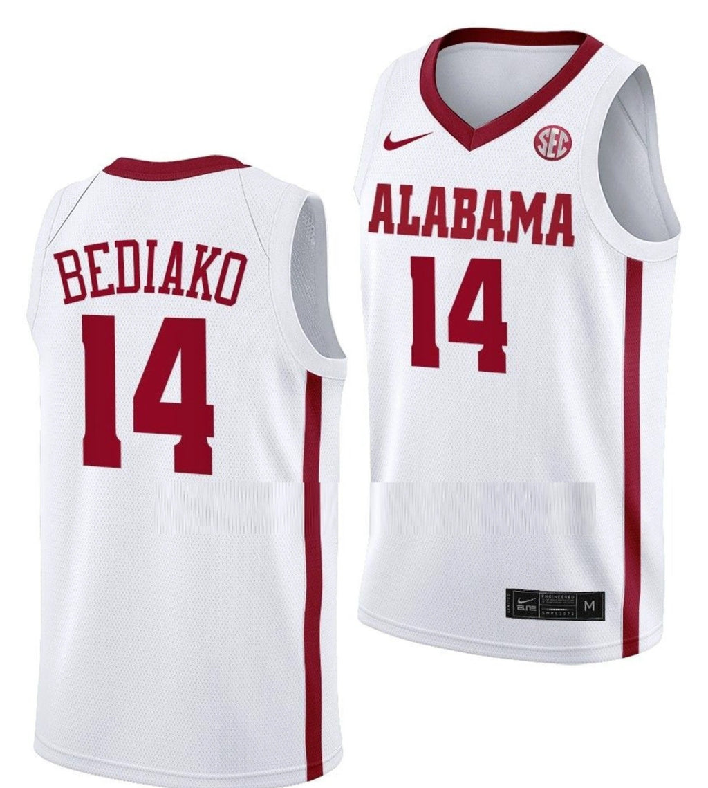 Charles Bediako Jersey Alabama Crimson Tide College Basketball White #14 by My store basketball