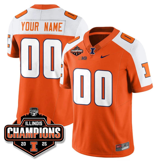 Custom Illinois Fighting Illini Jersey 2025 Music City Bowl Champions Orange Alternate by NCAA Football Jersey