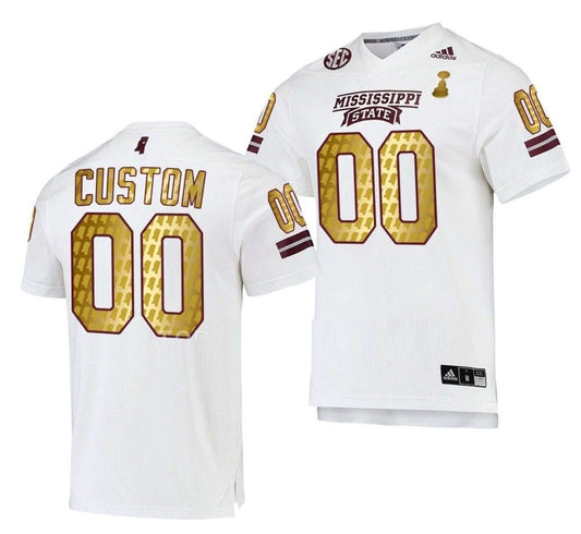 Custom Mississippi State Bulldogs Jersey Name and Number NCAA College Football Egg Bowl Champions Gold by My Store