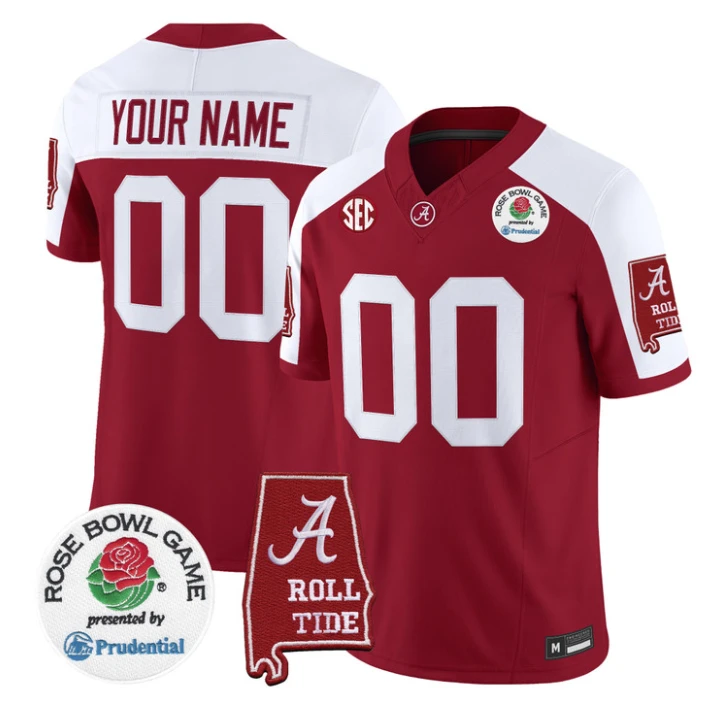 Custom Alabama Crimson Tide Jersey 2026 Rose Bowl Patch Stitched by My Store NCAA Football Jerseys
