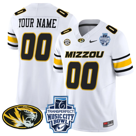 Custom Missouri Tigers Jersey 2024 Music City Bowl Football White by My Store
