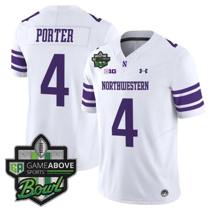 Cam Porter Jersey #4 Northwestern Wildcats 2025 GameAbove Sports Bowl by My Store NCAA Football Jerseys