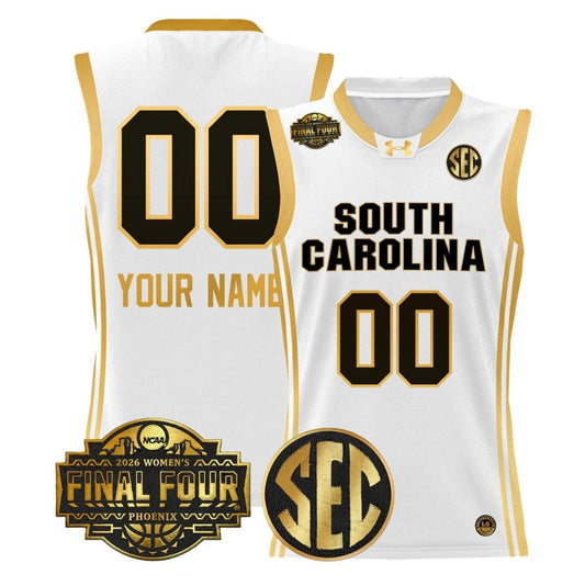 Custom South Carolina Gamecocks Jersey 2026 Final Four Stitched White Gold by My store basketball