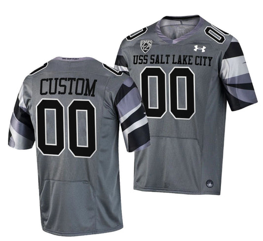 Custom Utah Utes Jersey Name and Number NCAA College Football USS Salt Lake City Alternate Gray by My Store