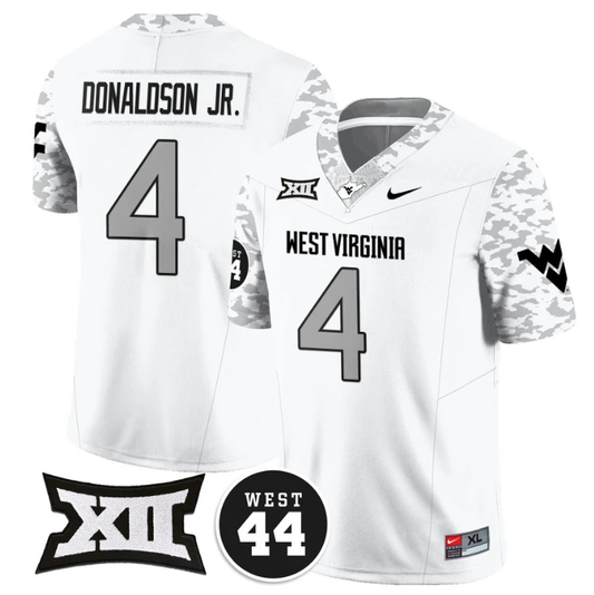 CJ Donaldson Jr Jersey #4 West Virginia Mountaineers 2024 Vapor Limited Football Honor Jerry West Stitched White by My Store