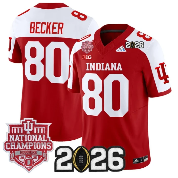 Charlie Becker Jersey #80 Hoosiers 2025 National Champions 2026 Patch Stitched by My Store NCAA Football Jerseys