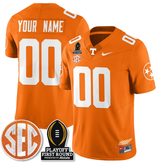 Custom Tennessee Vols Jersey Playoff First Round Patch Football Orange by NCAA Football Jersey