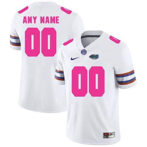 Custom Florida Gators Jersey Name and Number NCAA College Football White Pink by My Store