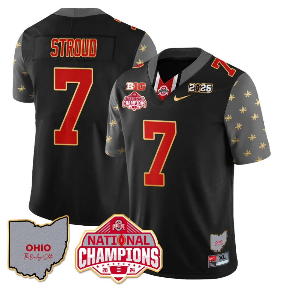 C J Stroud Jersey #7 Ohio State National Champions 2025 Patch Black by My Store