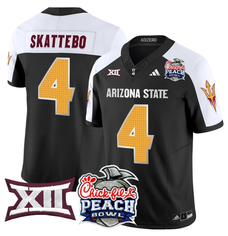 Cam Skattebo Jersey #4 Arizona State Sun Devils 2025 Peach Bowl Black Alternate by My Store