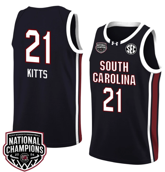 Chloe Kitts Jersey #21 South Carolina Gamecocks 2024 NCAA Basketball National Champions Black by My store basketball
