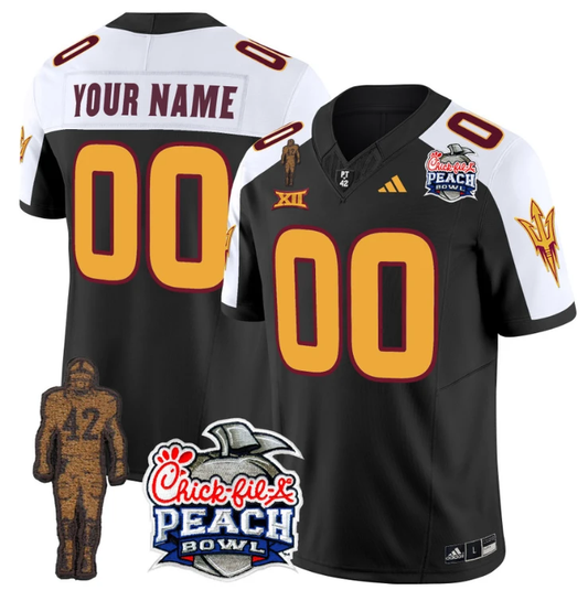 Custom Sun Devils Pat Tillman Jersey Name, Number Peach Bowl Patch Black Alternate by My Store