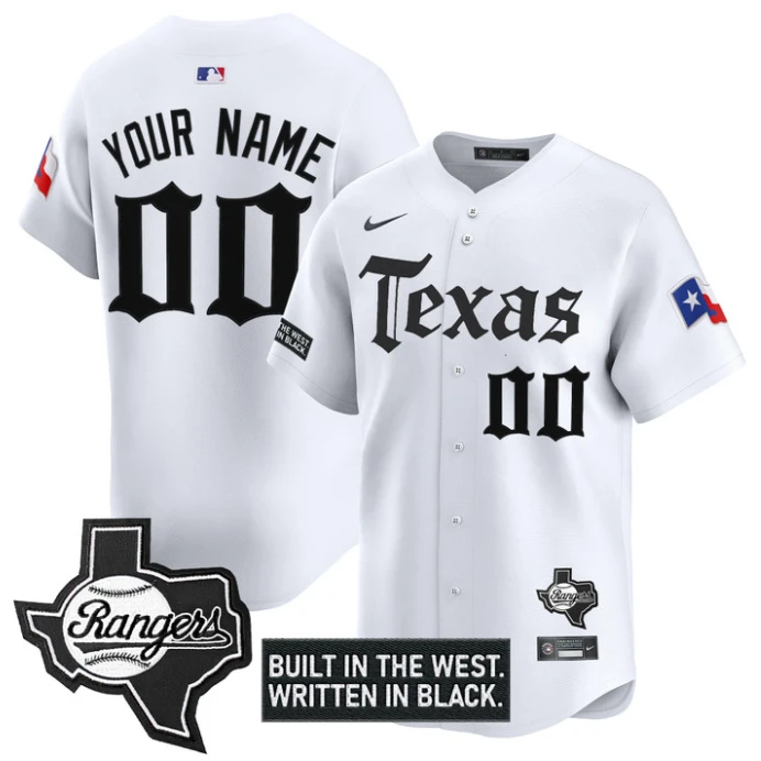 Custom Texas Rangers Jersey Gothic Frontier Edition Vapor Premier Limited Stitched White by My Store