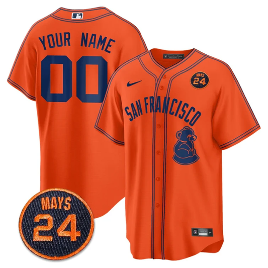 Custom San Francisco Giants Jersey #24 Willie Mays Patch 2024 Vapor Premier Limited Orange Limited by My Store