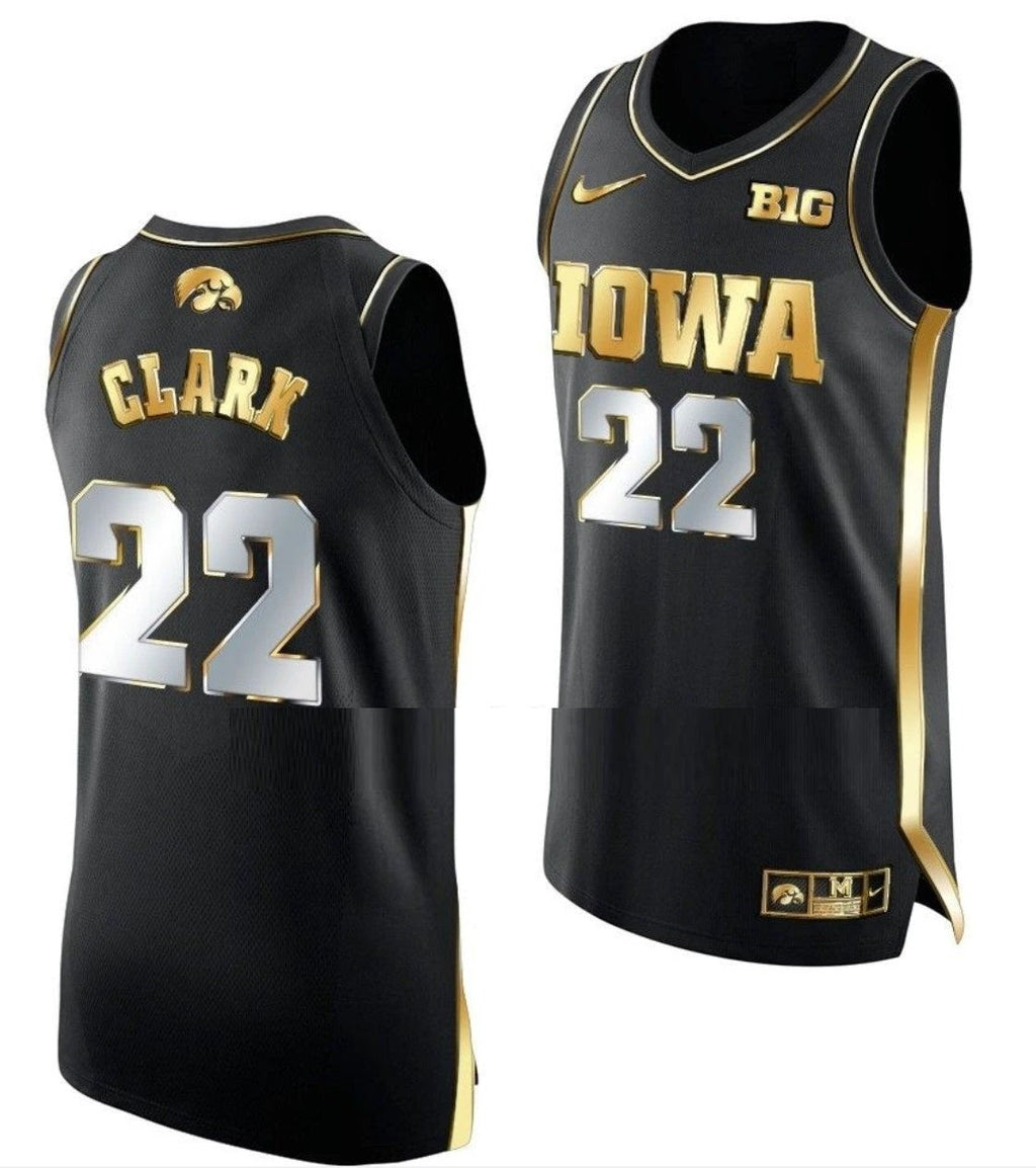 Caitlin Clark Jersey Iowa Hawkeyes College Basketball Black Golden Edition #22 by My store basketball
