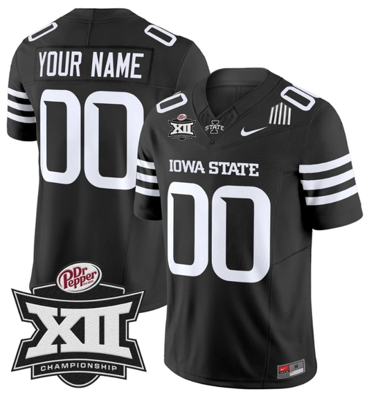 Custom Iowa State Jersey Name and Number 2024 Championship Patch Black by My Store
