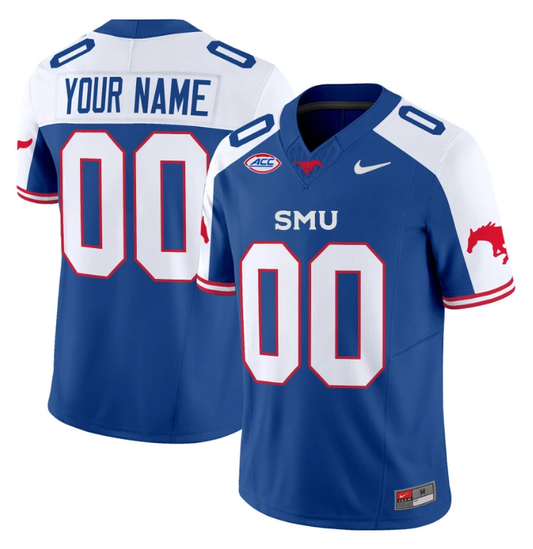 Custom SMU Mustangs Icy Jersey Name and Number College Football Vapor Limited Blue Alternate by My Store