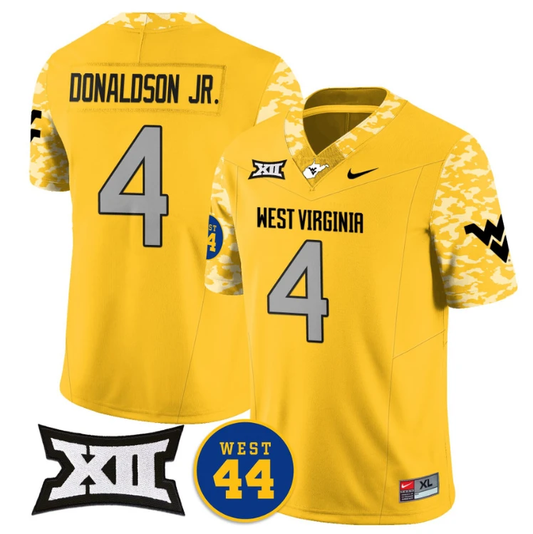 CJ Donaldson Jr Jersey #4 West Virginia Mountaineers 2024 Vapor Limited Football Honor Jerry West Stitched Goal by My Store