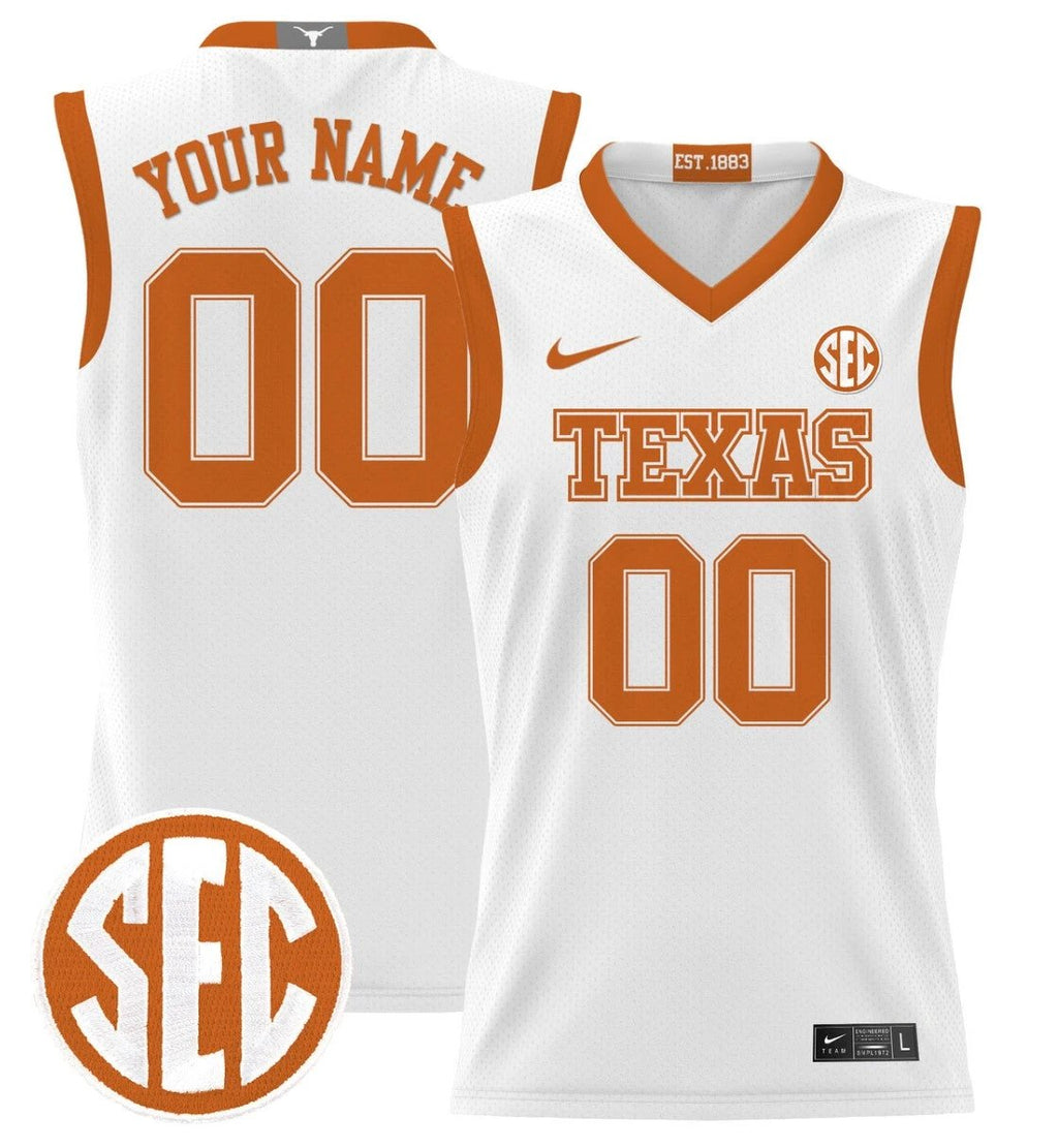 Custom Texas Longhorns Jersey 2024 Lightweight Basketball White by My store basketball