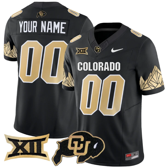 Custom Colorado Buffaloes Jersey Name, Number Vapor Big 12 XII Patch Black by My Store