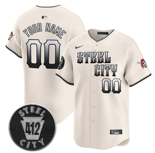 Custom Pittsburgh Pirates Jersey 412 Patch Vapor Premier Limited V8 Stitched Cream by My Store