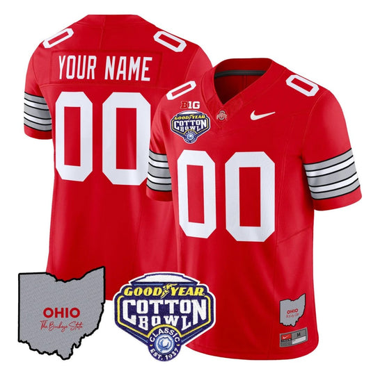 Custom Ohio State Buckeyes Jersey Name, Number Cotton Bowl Patch Stitched Red by NCAA Football Jersey