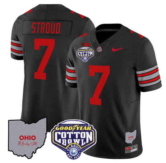 CJ Stroud Jersey #7 Ohio State Buckeyes Cotton Bowl Patch Stitched Black by NCAA Football Jersey